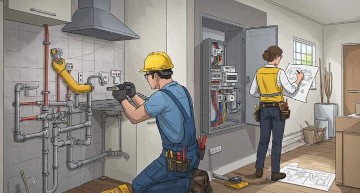 plomberie, électricité et agencement intérieur